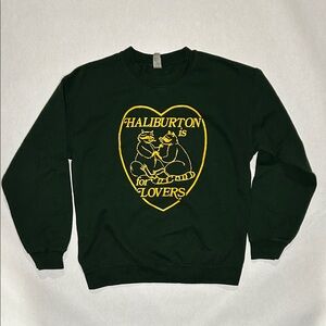 Haliburton Is For Lovers Gildan Crewneck Sweater - Dark Green with Yellow